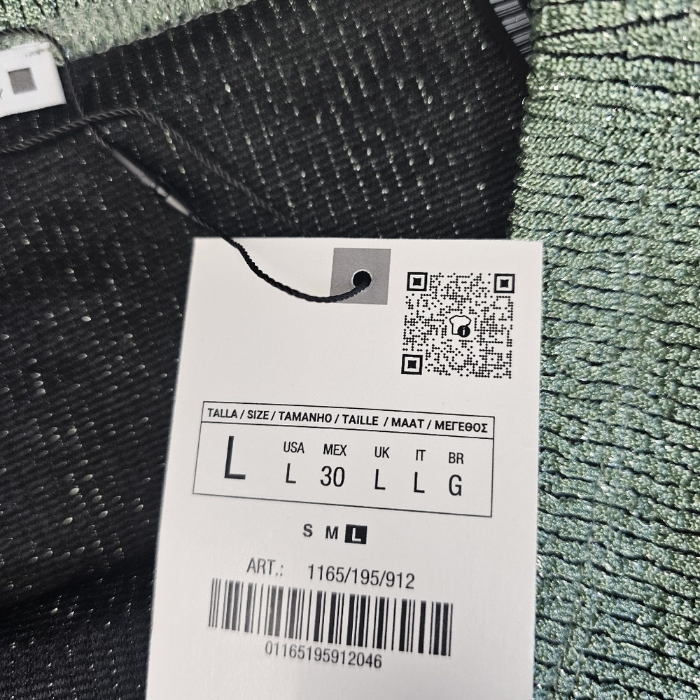 NWT Zara High Rise Metallic Green Briefs Micro Shorts Size L - Picture 6 of 6